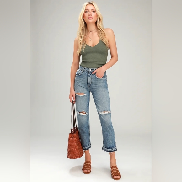 Free People Denim - Free People We The Free Lita Light Wash Distressed High-Waisted Jeans Size 27